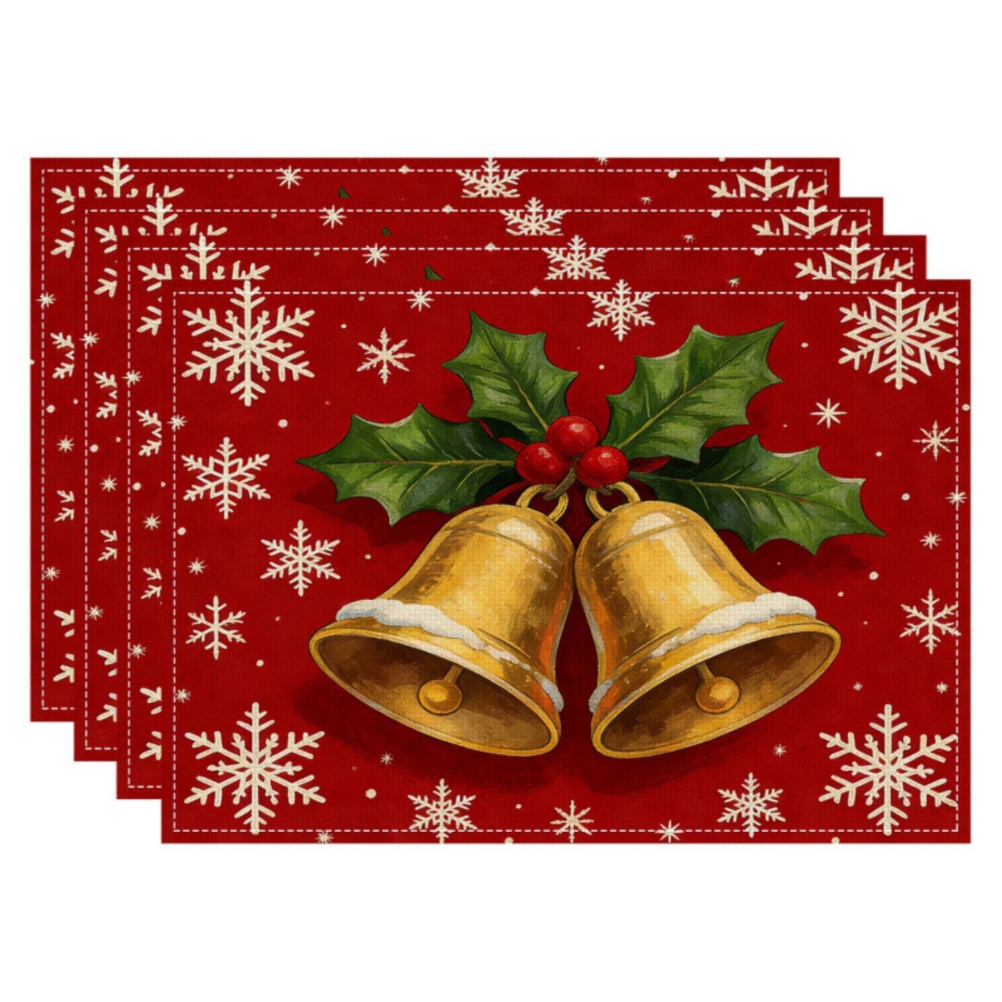 Christmas Placemats Set of 4 Red Holiday Table Mats 11.8 x 17.7in