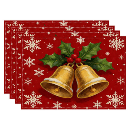 Christmas Placemats Set of 4 Red Holiday Table Mats 11.8 x 17.7in