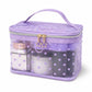 Heart Print Mesh Makeup Bag Large Travel Cosmetic Toiletry Organizer with Handle