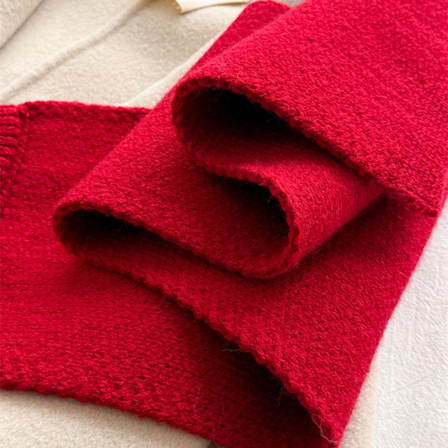 Soft Knit Scarf with Pull-Through Loop Design, Cozy Textured Fabric and Easy Draped Styling for Everyday Wear 29.5x7in