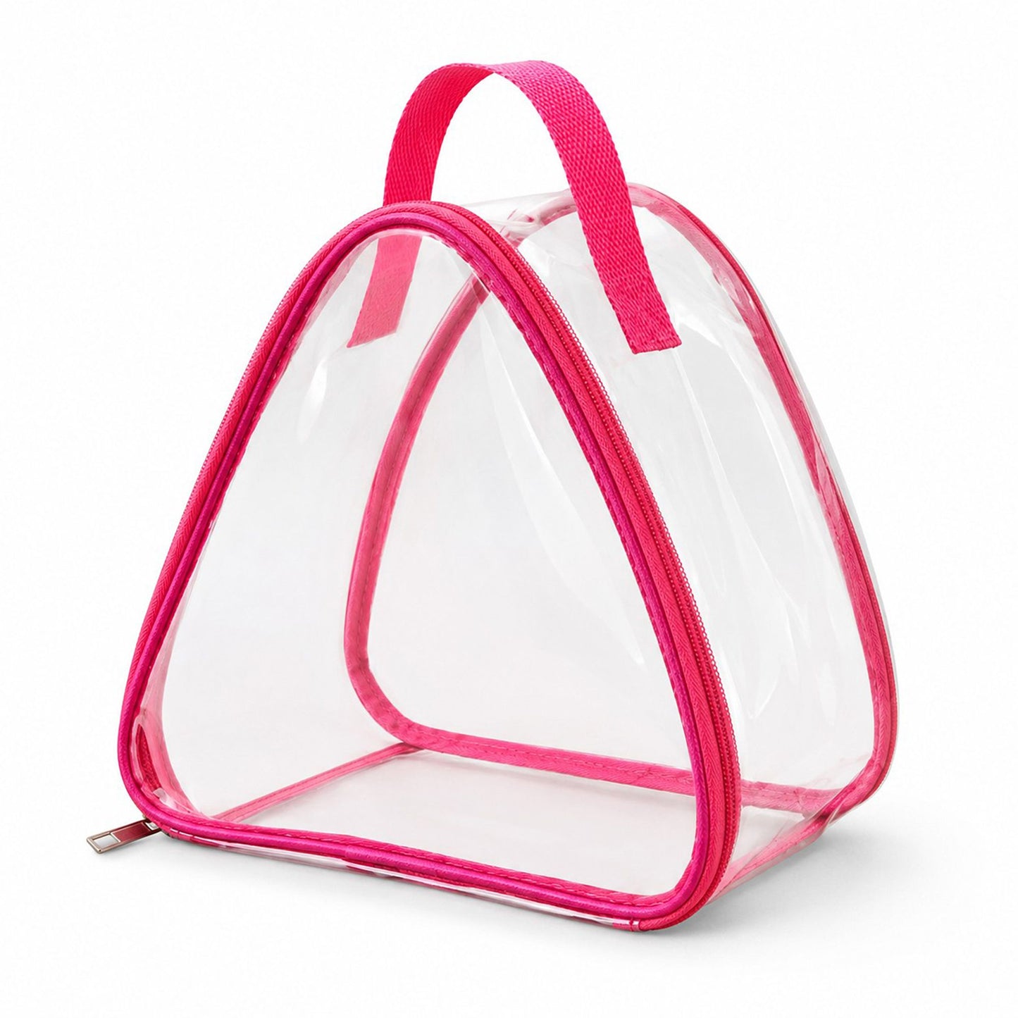 Clear Triangular Lunch Bag with Zipper Closure and Top Handle