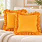 Velvet Ruffle Decorative Throw Pillow Cover Set of 2