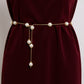 Faux Pearl Waist Chain Belt with Layered Drop Strand Detail 43.5in