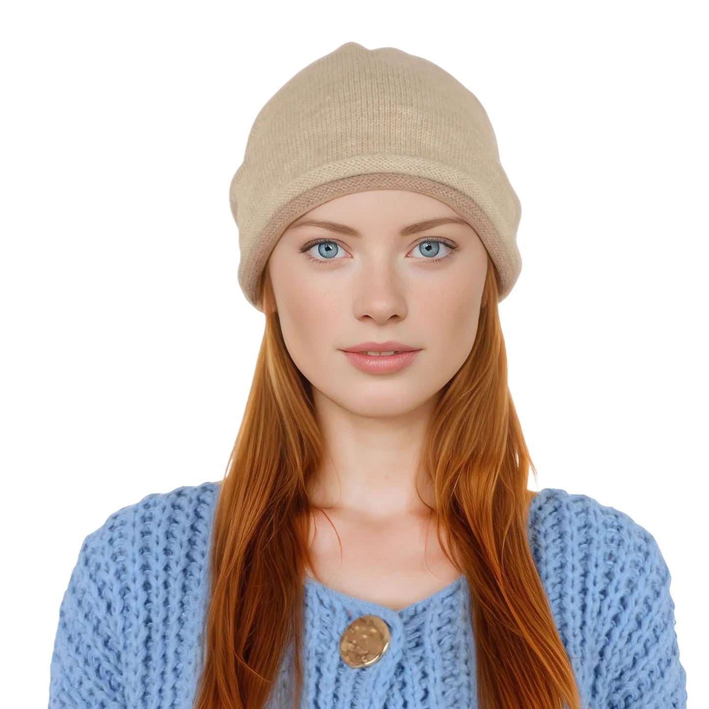 Comfy Warm Winter Knit Slouchy Beanie Hat Double Color