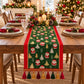 Christmas Patchwork Table Runner with Tassels for Holiday Dining Table Decor