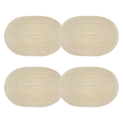 4 Piece Oval Braided Placemats Woven Heat Resistant Dining Table Mats Washable Kitchen Place Mats