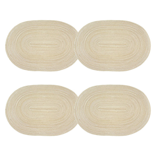 4 Piece Oval Braided Placemats Woven Heat Resistant Dining Table Mats Washable Kitchen Place Mats