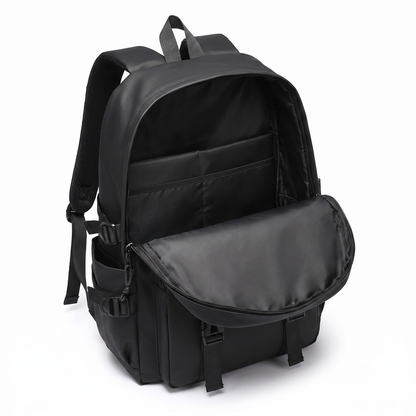 Multi-Pocket Utility Backpack with Buckle Straps, Side Pockets and Padded Shoulder Straps