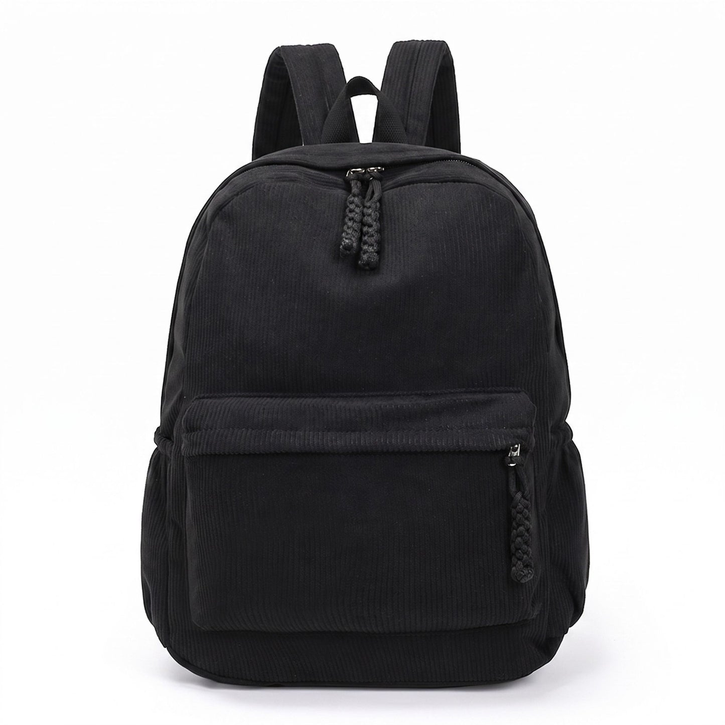 Corduroy Backpack with Front Zip Pocket Adjustable Straps and Spacious Everyday Storage