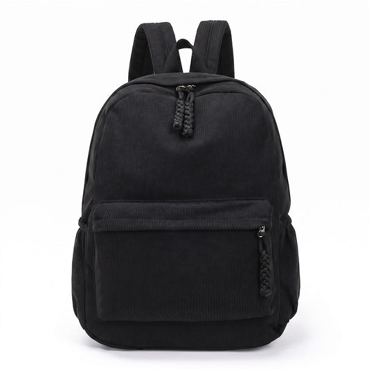 Corduroy Backpack with Front Zip Pocket Adjustable Straps and Spacious Everyday Storage