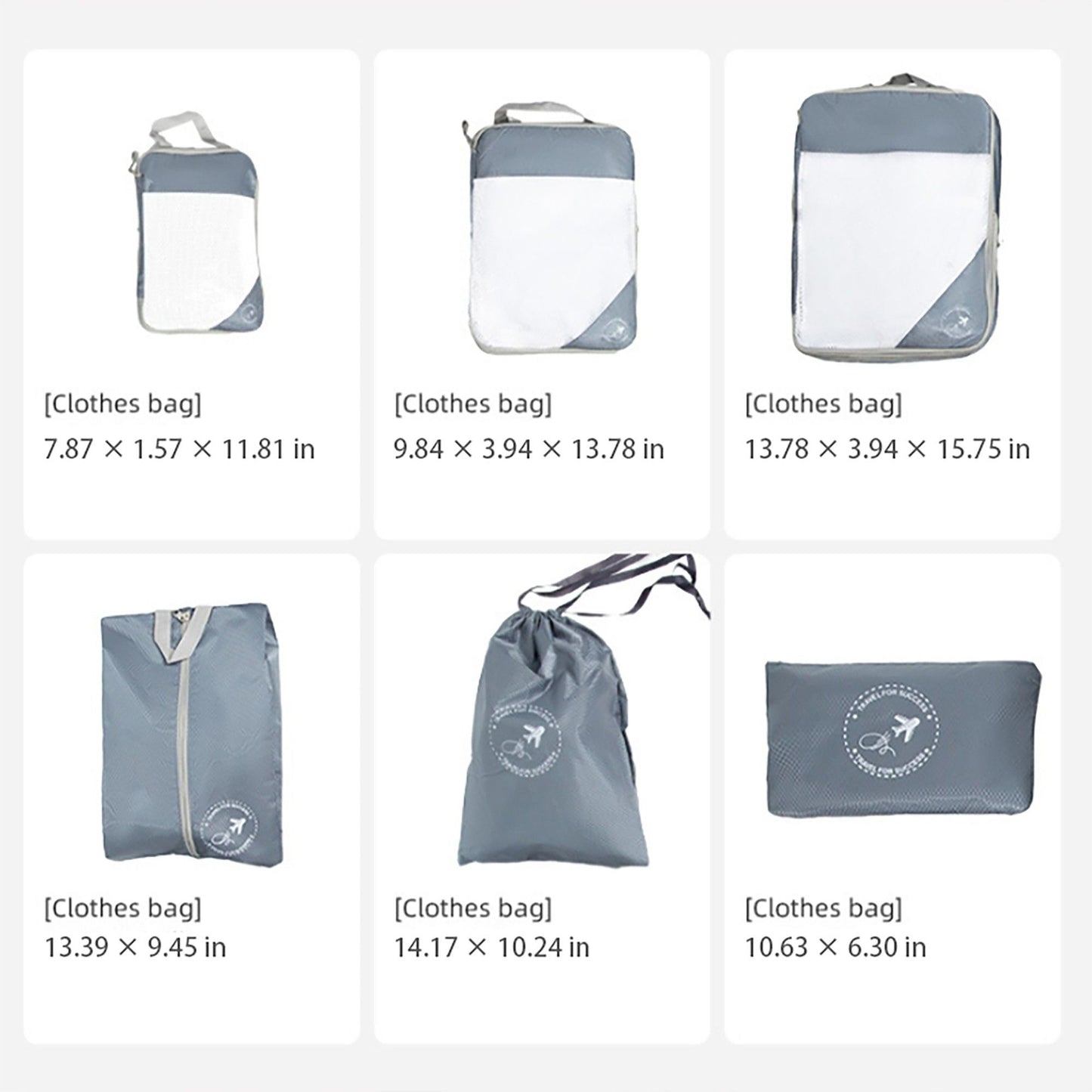 Travel Packing Cube Set with Mesh Panel Zipper Storage Bags Lightweight Organizer Luggage Set Multi Size
