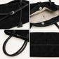 Large Suede Look Tote Bag with Double Handles Magnetic Closure and Interior Zip Pocket