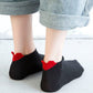 Ankle Socks with Ribbed Heart-Shaped Heel Detail Soft Stretch Knit Comfort 3-Pack