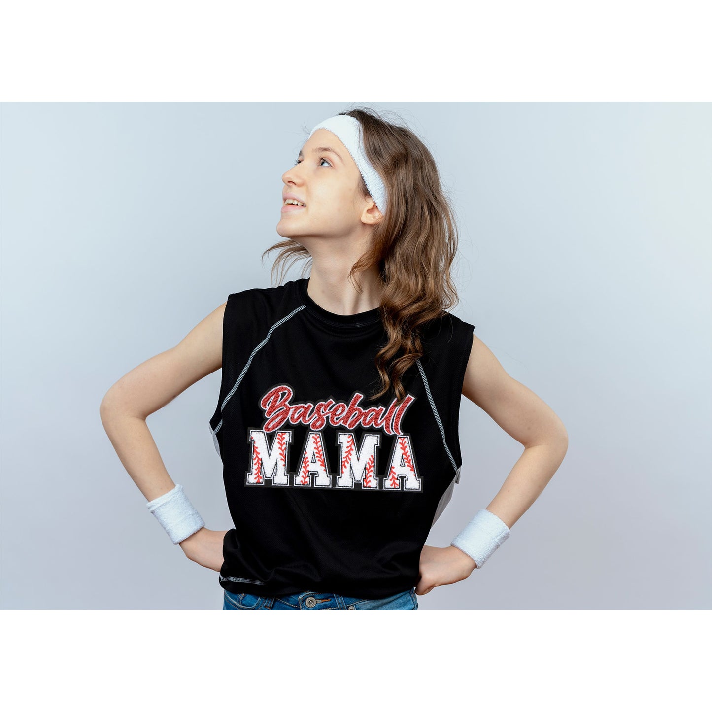 Baseball Mama Sequin Iron On Patches Game Day Applique Large Patch Accessory Clothes Jacket Uniform Backpack DIY Decor
