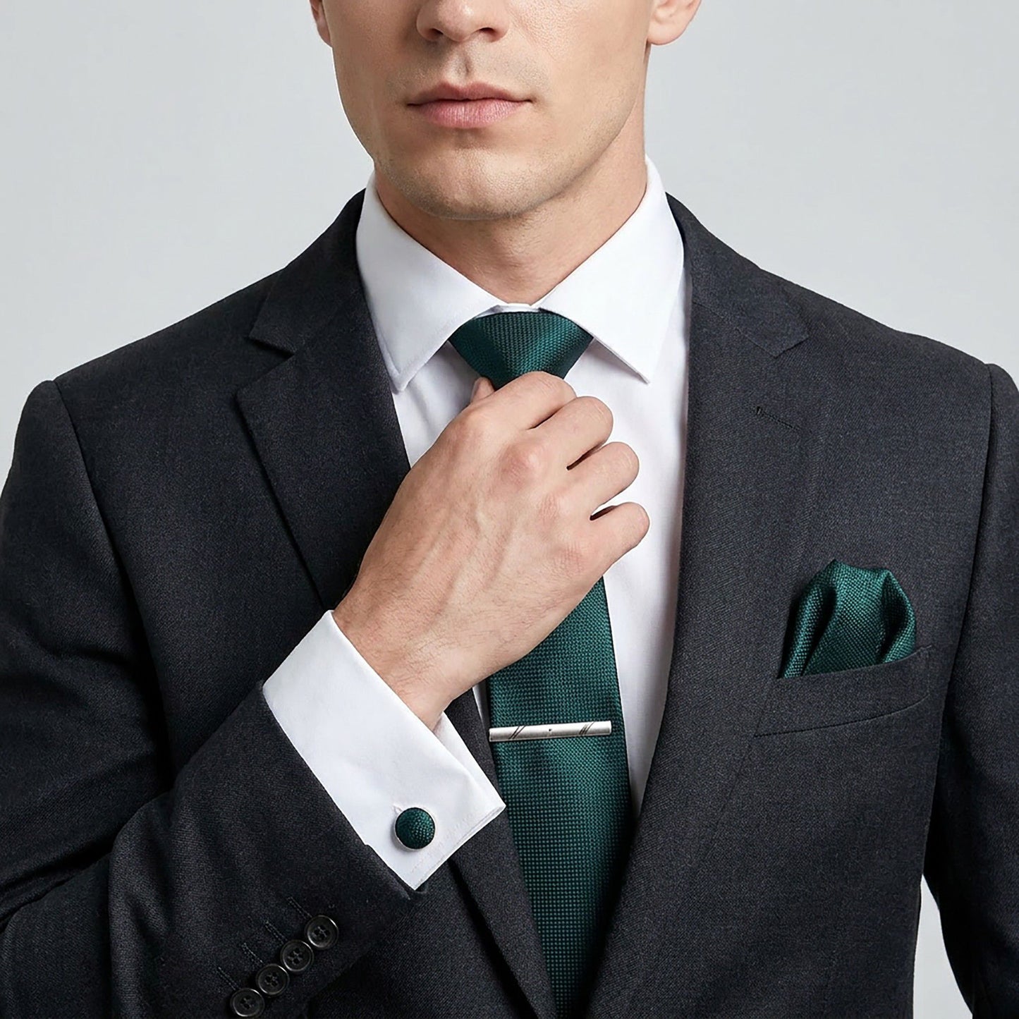 Men's Formal Tie Gift Set with Pocket Square Cufflinks Tie Clip and Gift Box