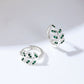 Women's Leaf - Shaped Hoop Earrings with Green Crystals