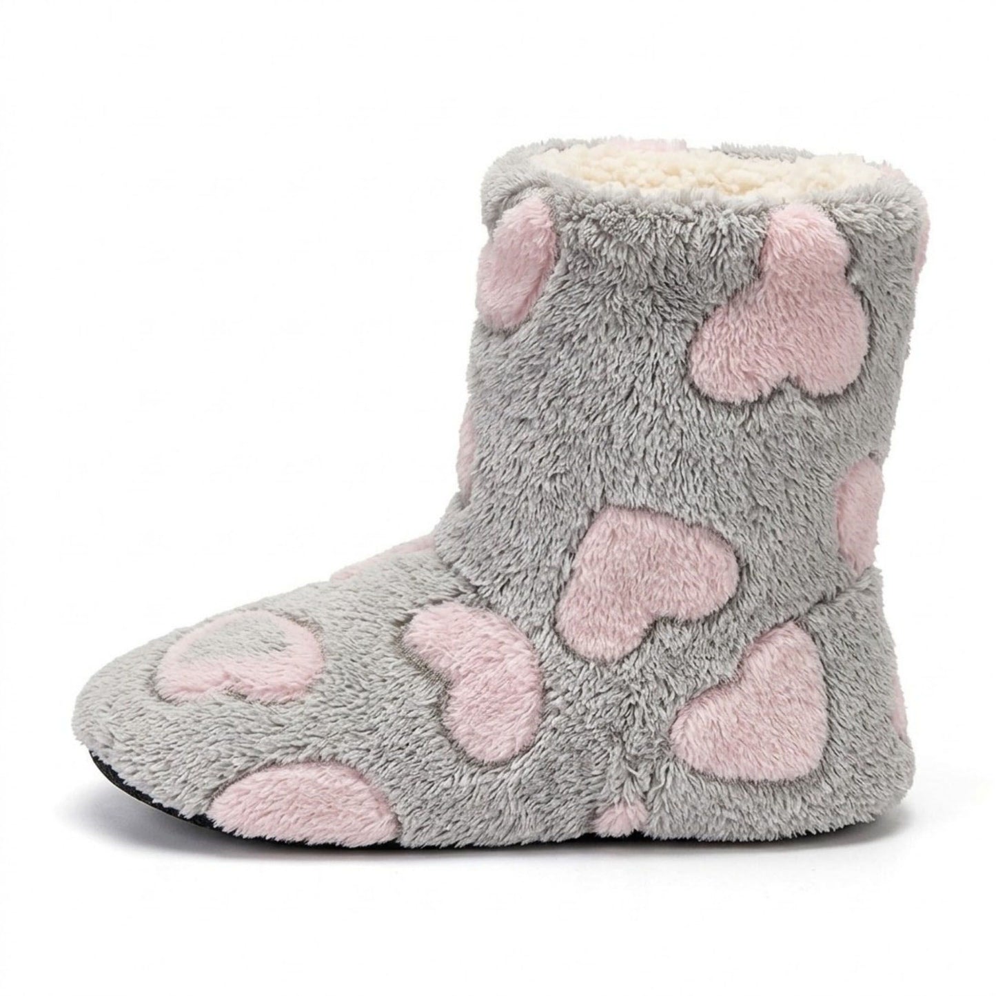 Fuzzy Heart Slipper Boots