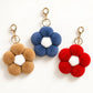 Fluffy Flower Pom Pom Keychain Cute Faux Fur Bag Charm Set