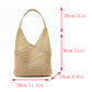 Woven Shoulder Hobo Bag with Faux Leather Trim Soft Knit Slouchy Handbag Casual Everyday Tote