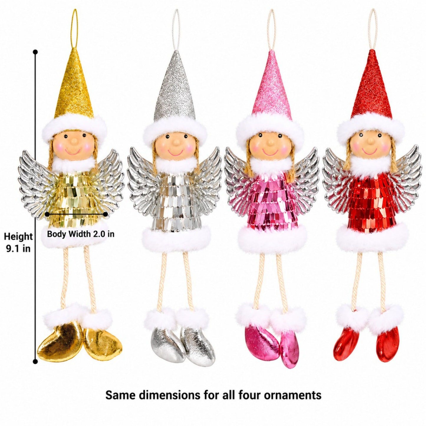 2pk Sequin Angel Christmas Tree Ornaments