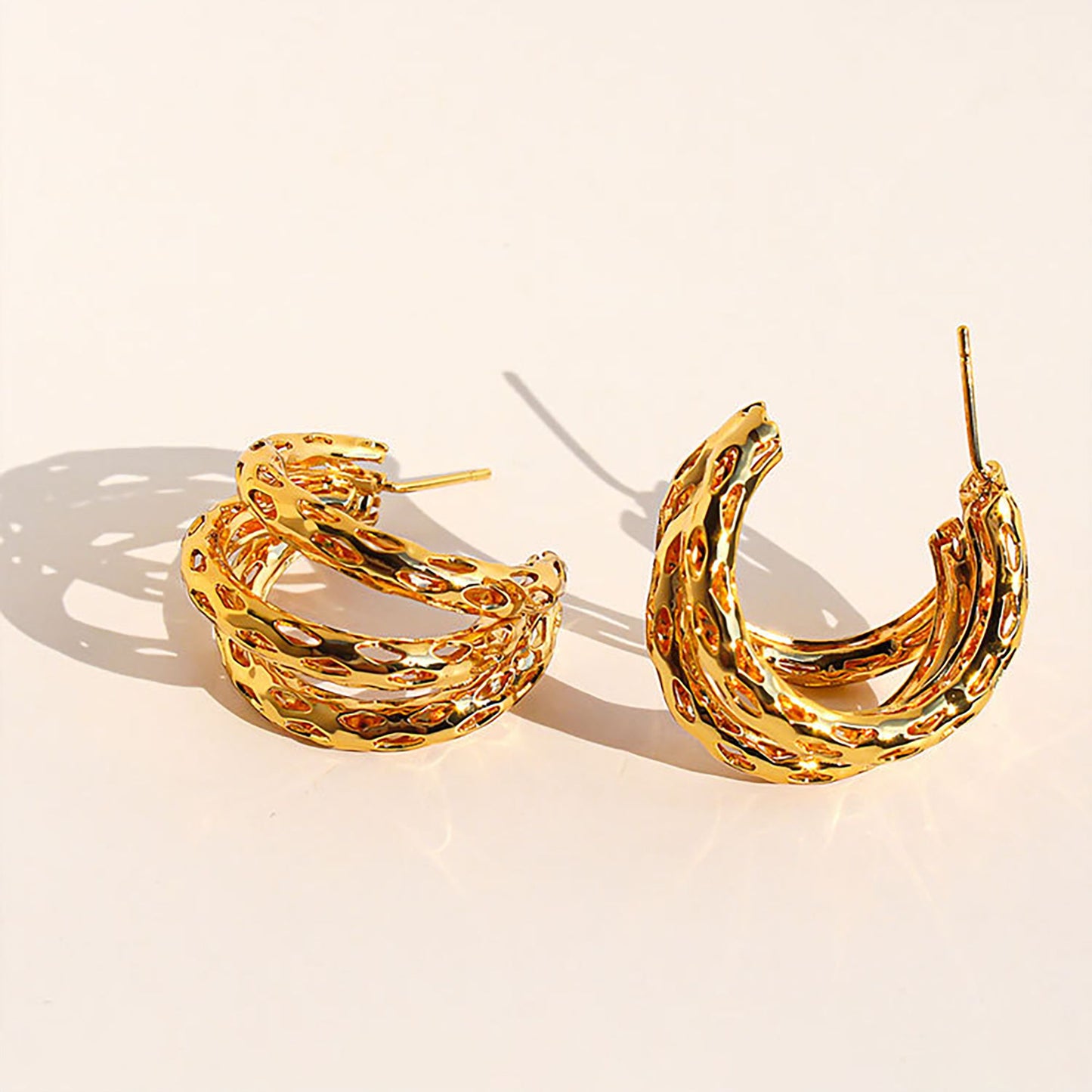 Hollow Out Hoop Earrings - 2.5cm Diameter Hoops
