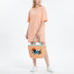 Dog Applique Striped Woven Rope Tote Bag Casual Shoulder Carryall