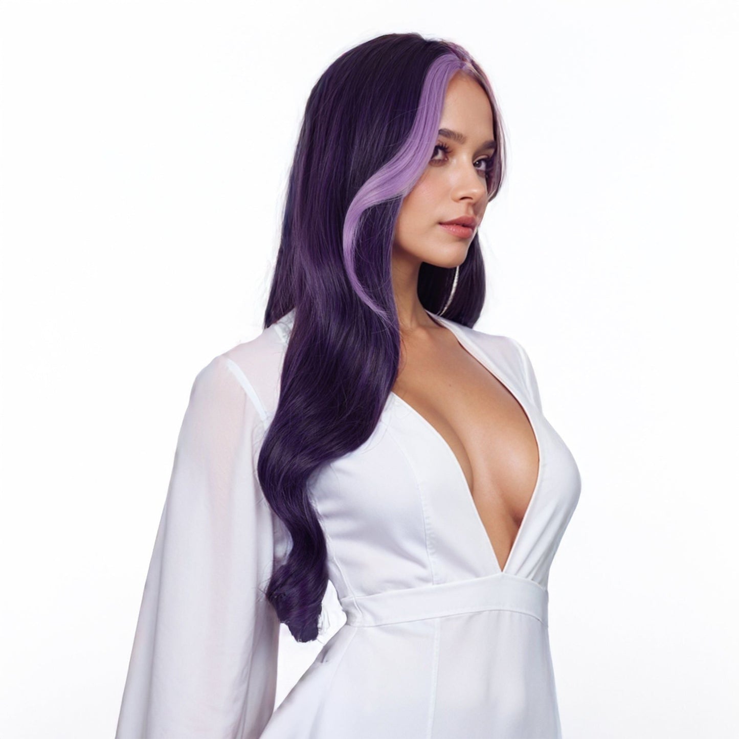 Long Wavy Wigs 27 Inch Middle Part Curly Wig for Daily Party Use