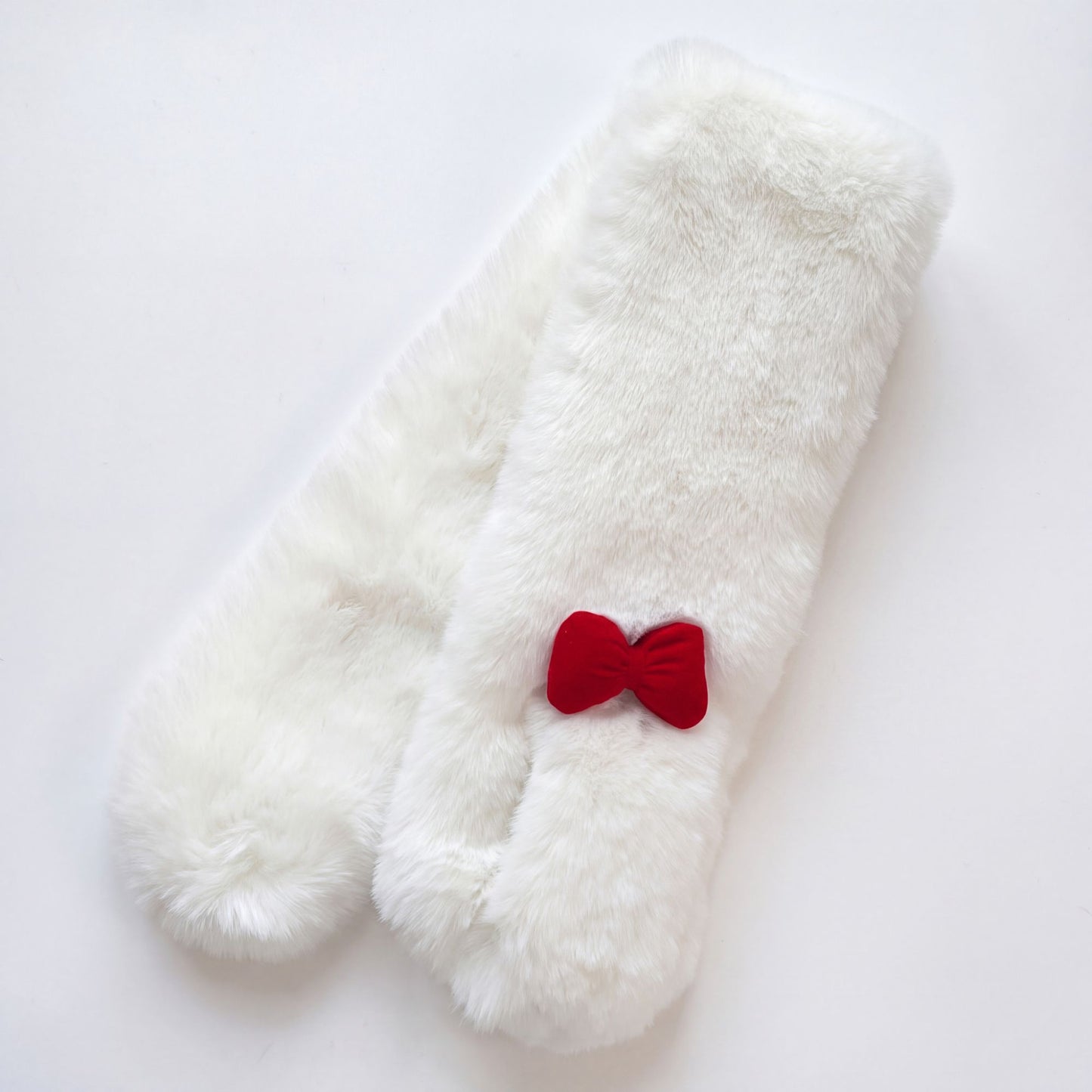Soft Plush Faux Fur Scarf with Bow Detail Winter Neck Wrap 31.5*4.7 Inches