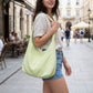 Solid Hobo Tote Bag with Soft Slouchy Shape and Shoulder Handle