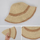 Packable Crochet Straw Bucket Hat with Two-Tone Design Lightweight Summer Sun Hat for Beach Travel Hiking Outdoor Use