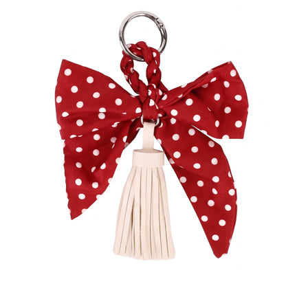 Polka Dot Bow Bag Charm with Tassel and Key Ring