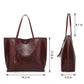 Large Faux Leather Shoulder Tote Bag with Tassel and Magnetic Snap Closure
