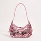 Sequin Crescent Shoulder Bag with Disc Paillette Details and Slim Strap