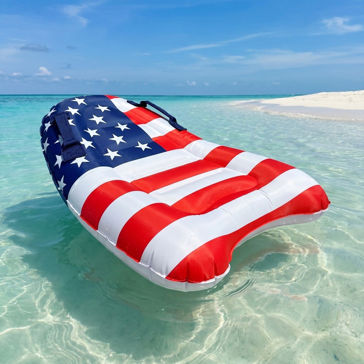 Inflatable Pool Float Lounger with Headrest Stars and Stripe Design Durable PVC Water Float for Pool Beach 44x20.8in