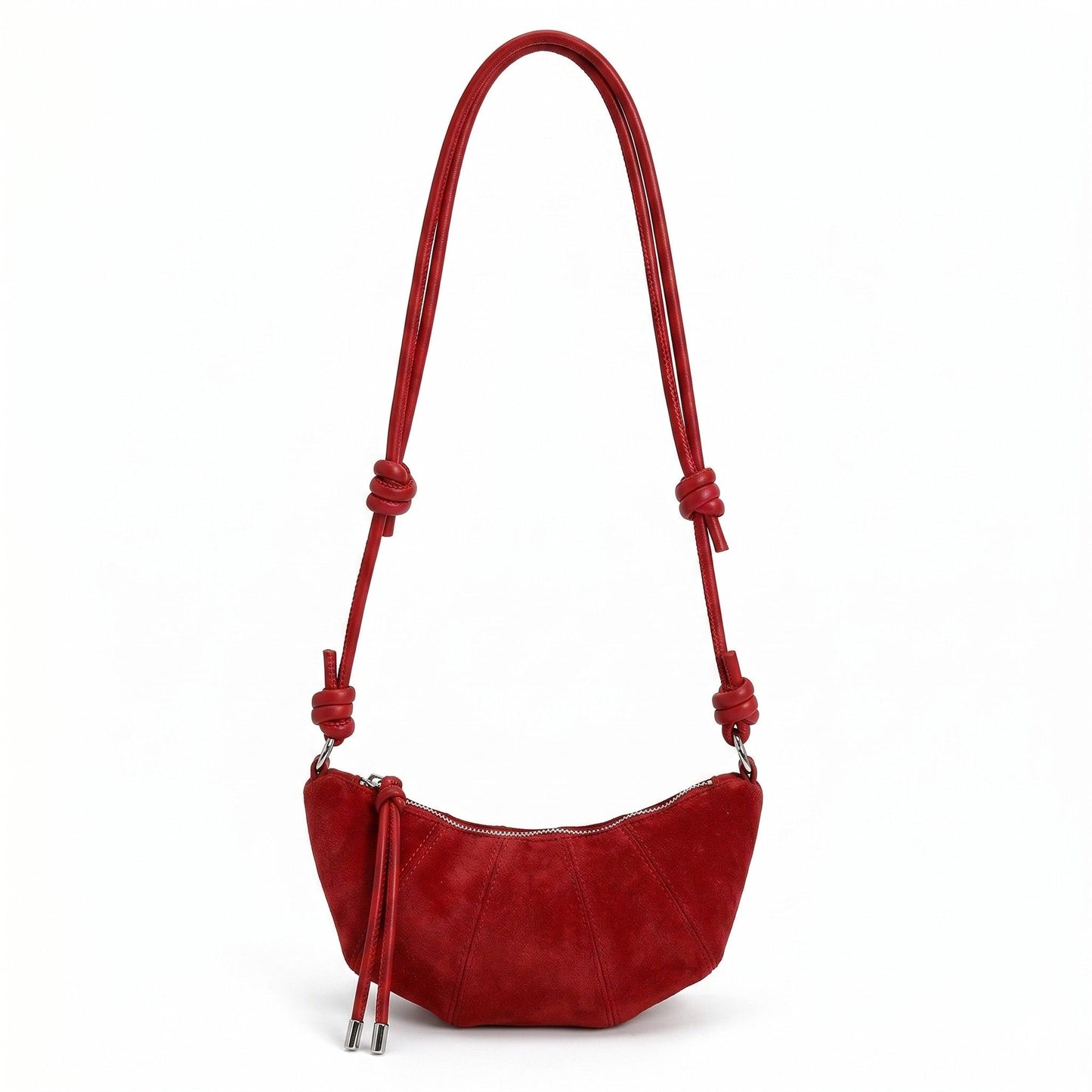 Soft Faux Suede Crossbody Shoulder Bag Adjustable Strap Compact Everyday Crescent Purse