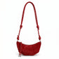 Soft Faux Suede Crossbody Shoulder Bag Adjustable Strap Compact Everyday Crescent Purse