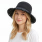 Straw Bucket Hat Frayed Edge Wide Brim Sun Hat Summer Beach UV Protection Cap