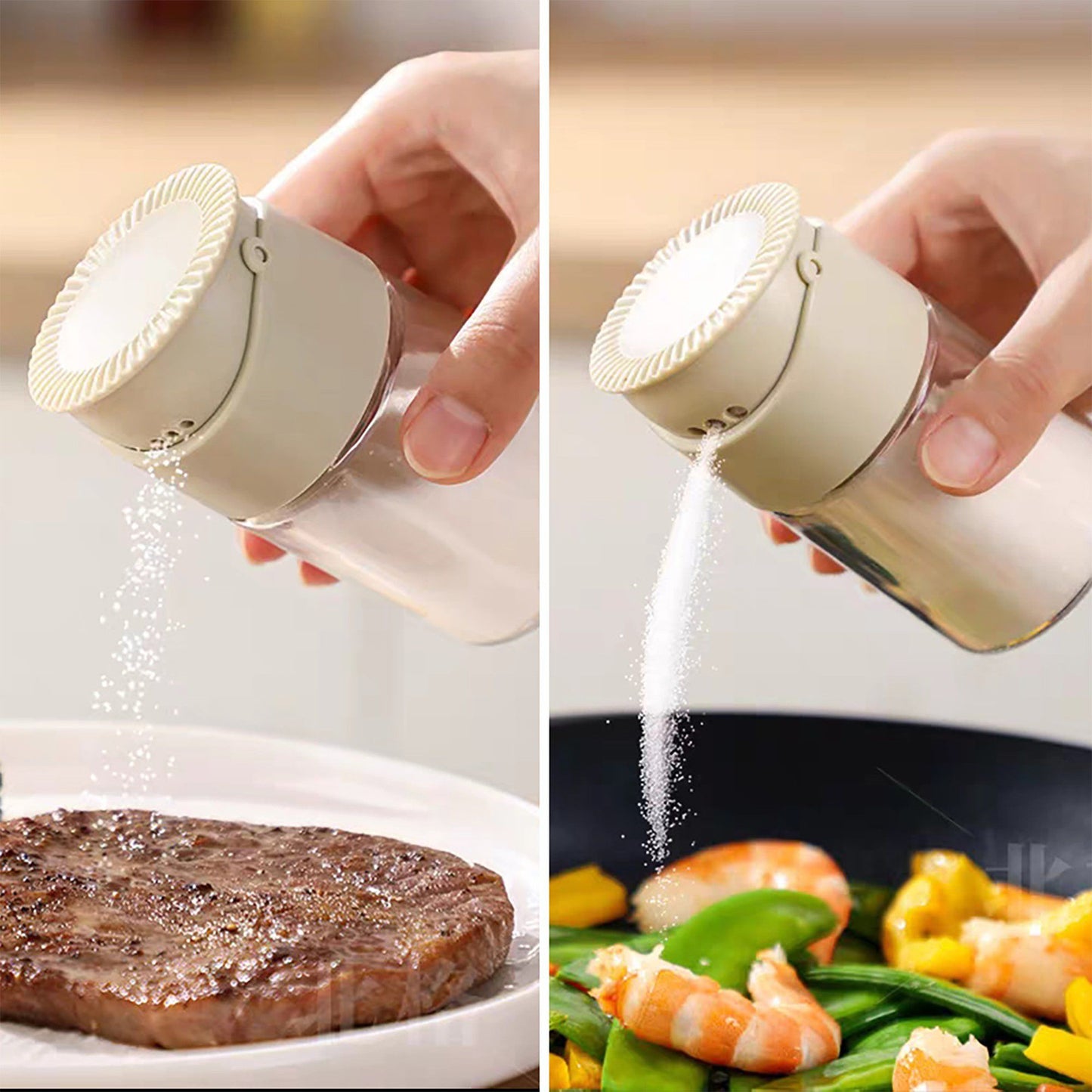 2-Piece Glass Spice Jar Set with Adjustable Shaker Lids