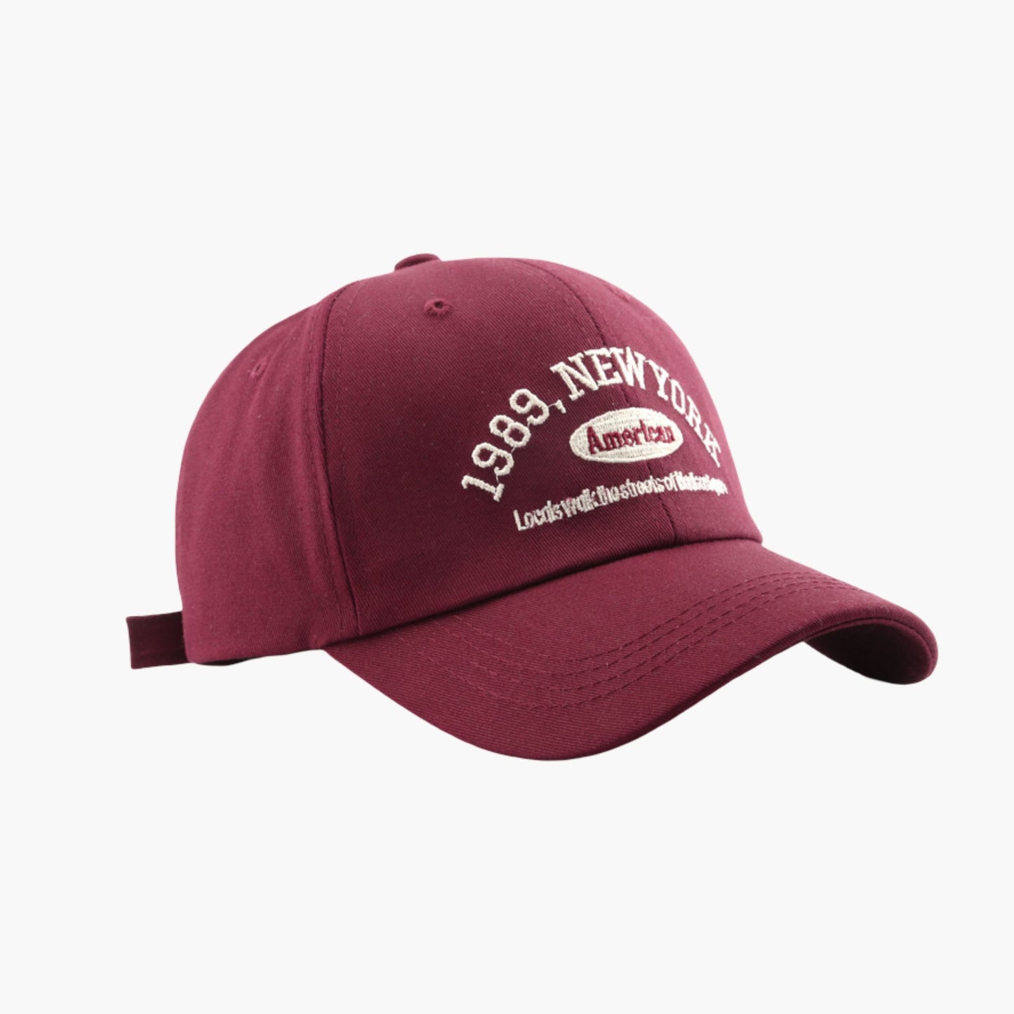 Cotton Baseball Cap with Embroidered Lettering Adjustable Strap Back