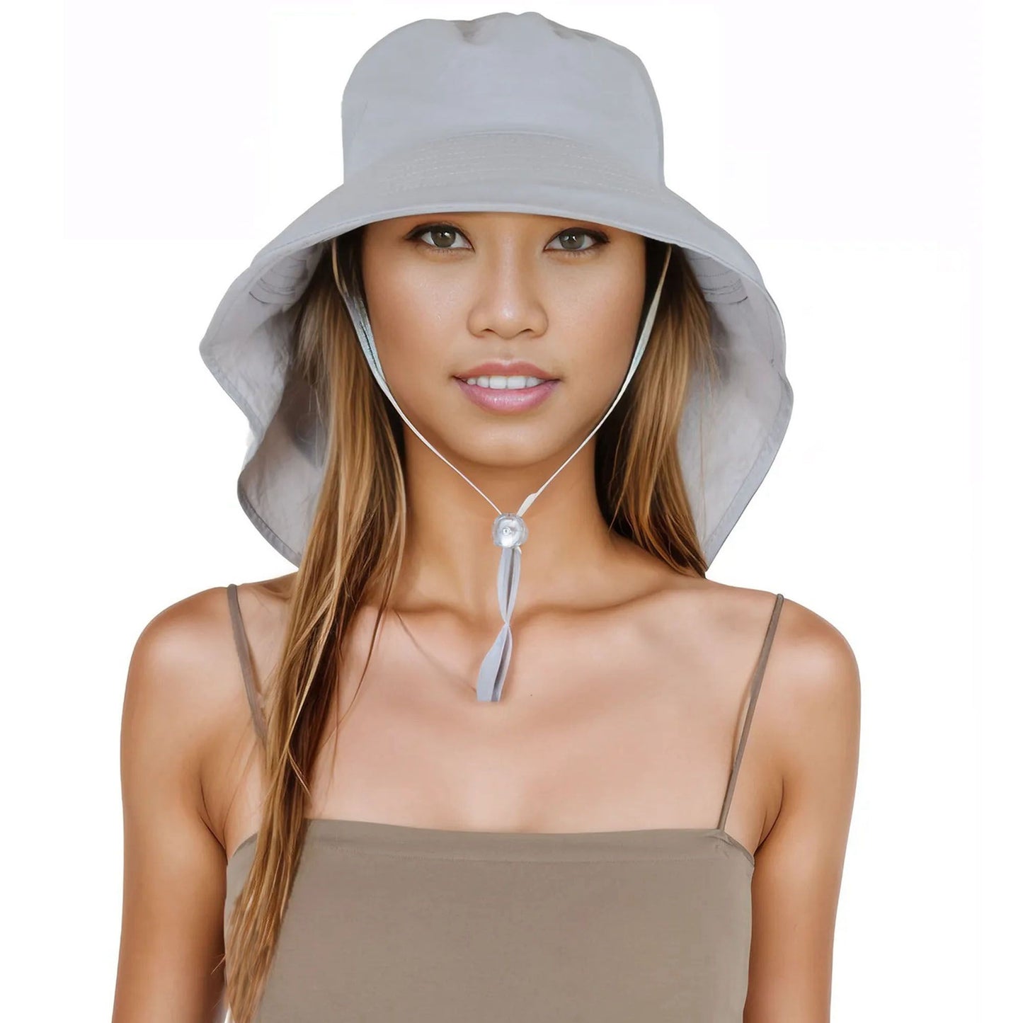 Sun Hat Wide Brim Bucket Hats with Neck Flap & Ponytail Hole