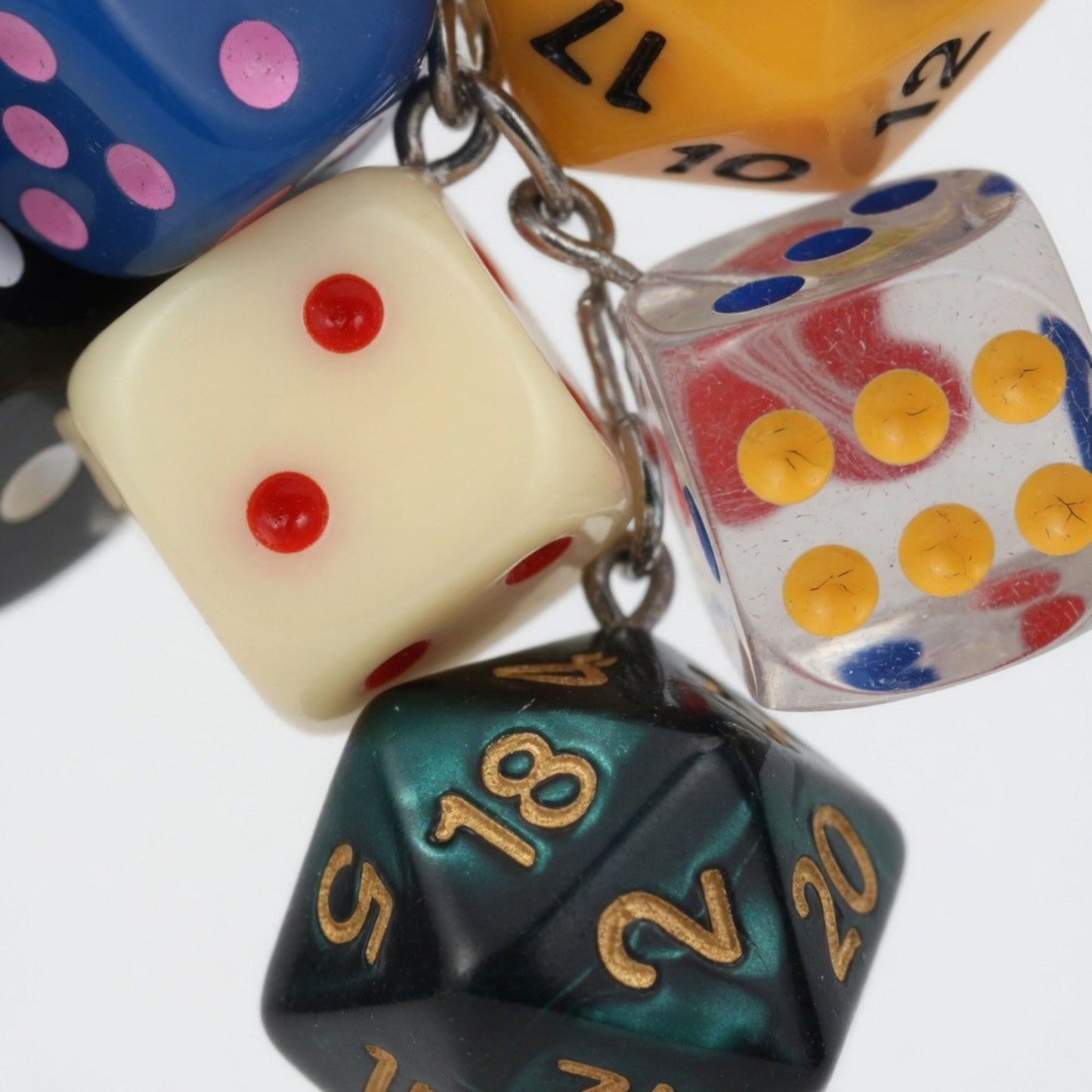 Dice Charm Keychain with Multi Dice Pendant Set Game Theme Bag Charm Key Ring Accessory