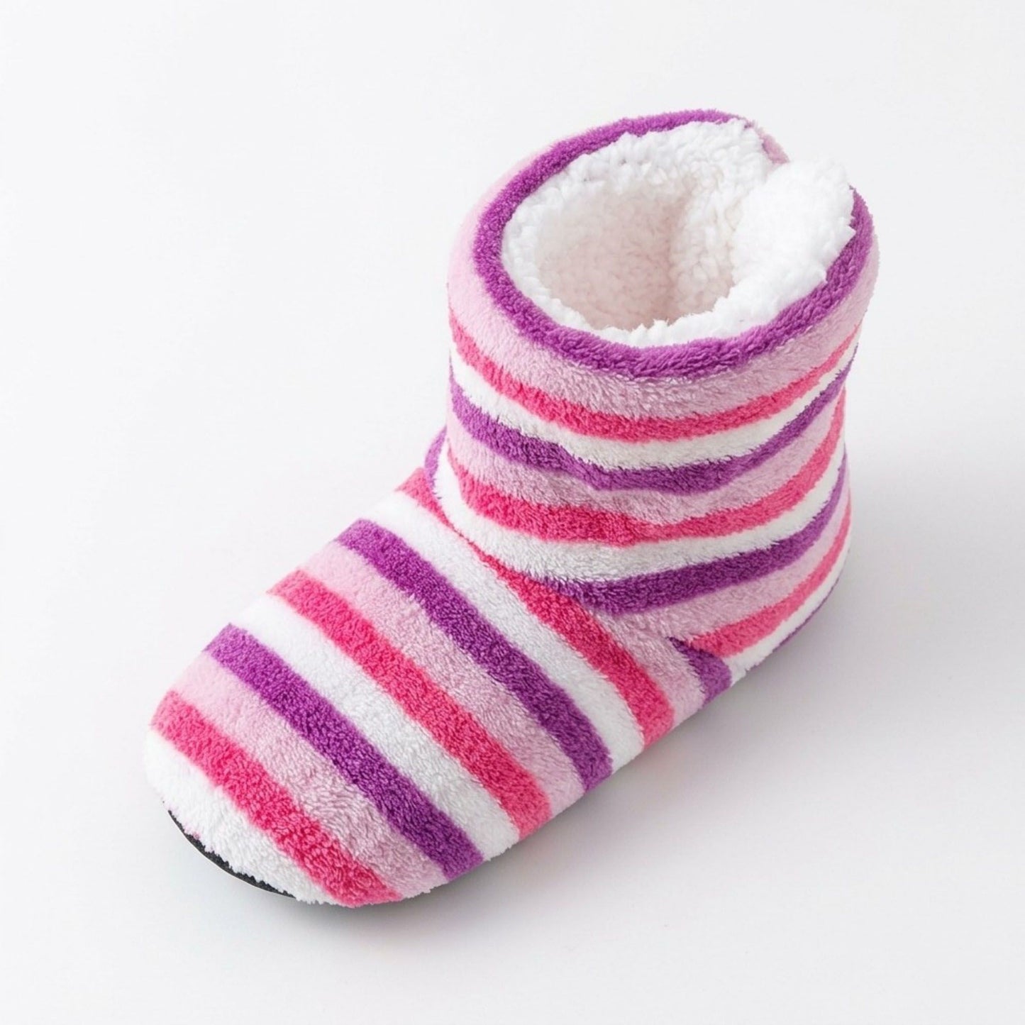 Striped Fuzzy Slipper Boots  US 5-10.5
