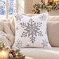 Snowflake Embroidered Decorative Throw Pillow Cover (Single Piece)