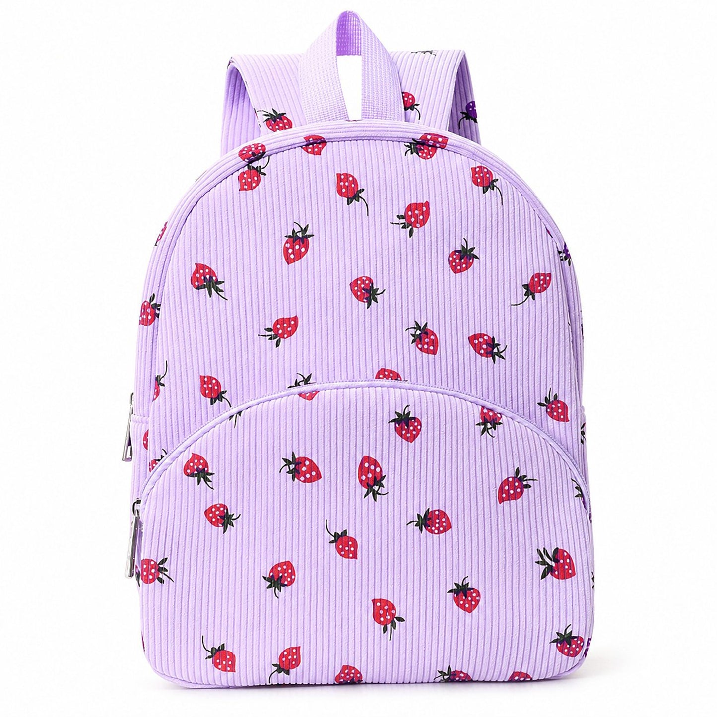 Printed Ribbed Mini Backpack with Front Pocket