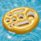 Gold Inflatable Pool Serving Float with Cup Holders and Snack Trays