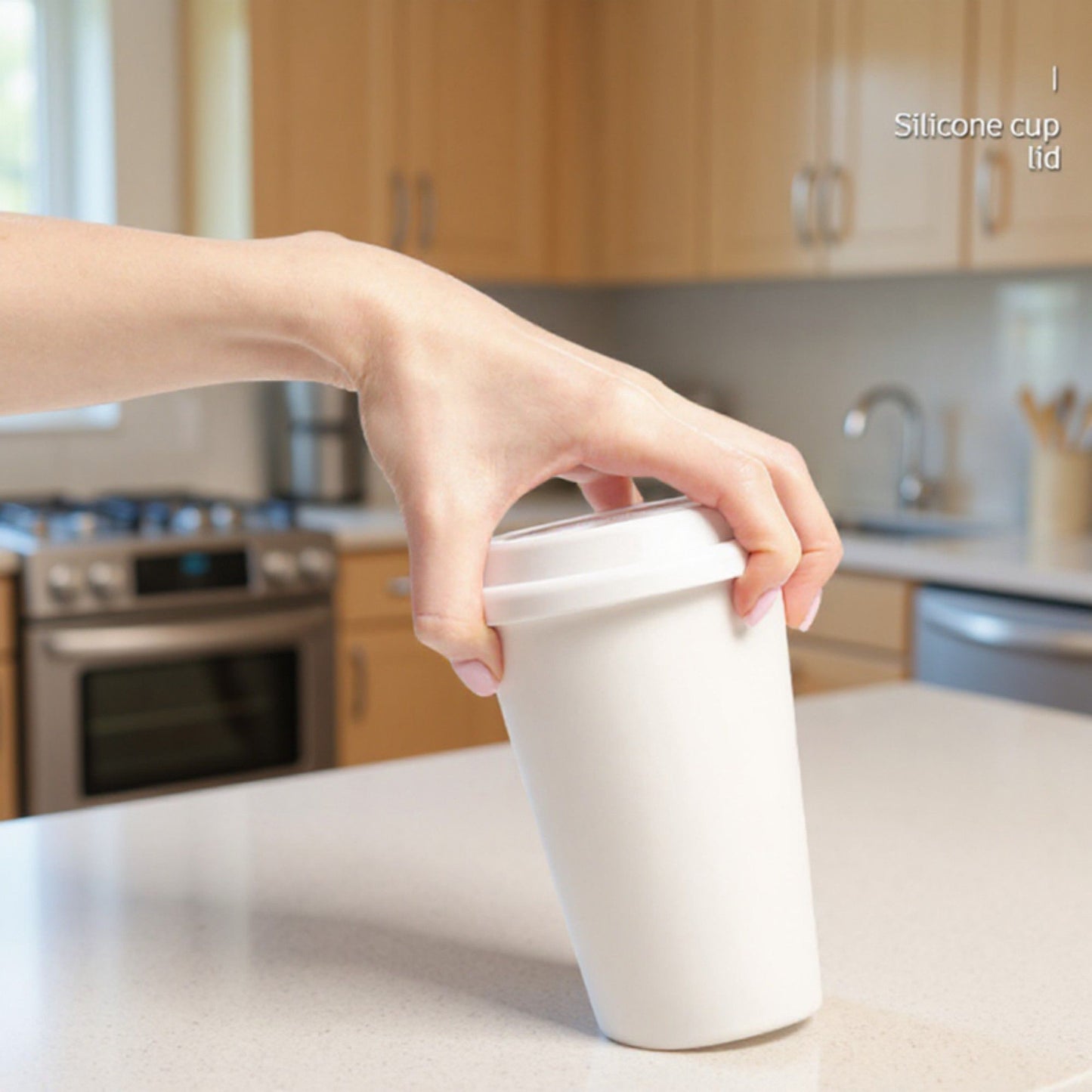 4pcs per Set Reusable Silicone Coffee Cup Lid Spill Resistant Hot Drink Cover with Sip Opening 3.5x0.7in