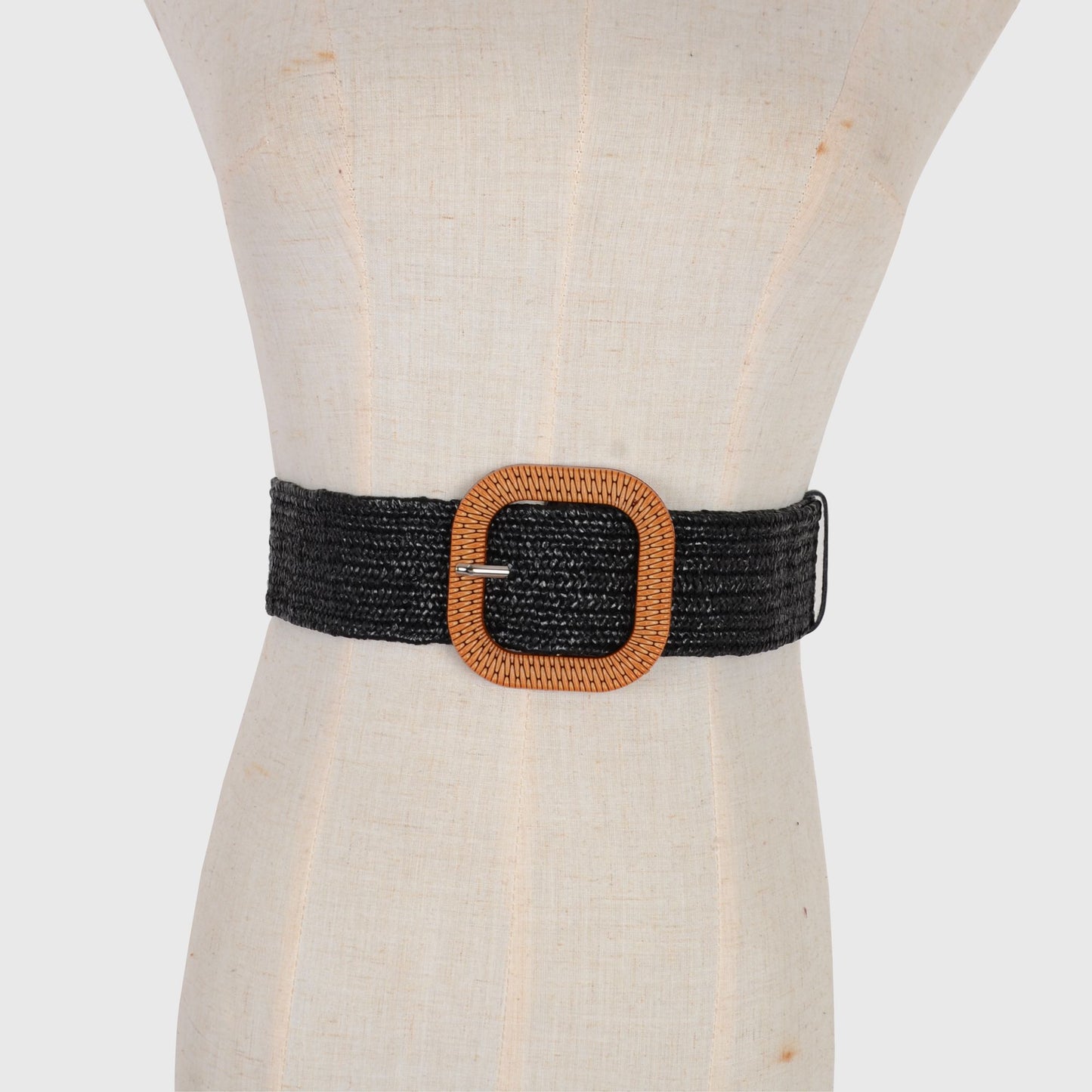Stylish Straw Belt with Woven Buckle