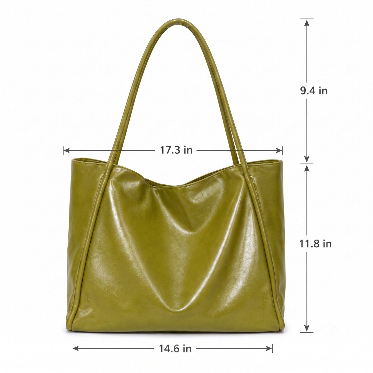 Large Faux Leather Tote Bag with Double Shoulder Straps and Magnetic Closure