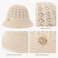 Crochet Knit Bucket Hat with Open Weave Crown and Soft Short Brim