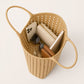 Woven Shoulder Bag with Cutout Design Soft Faux Leather Feel Tote and Inner Pouch